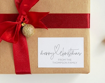 Custom Christmas Gift Label Stickers, Cute Holiday Gifts for Friends, Rectangle Labels, Simple Christmas, Envelope Seals, Xmas Present Tags