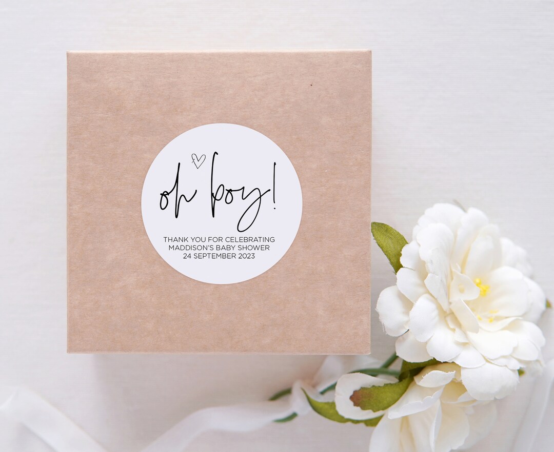 Oh Boy Shower Thank You Favor Stickers, Cute It's a Boy Baby Shower ...