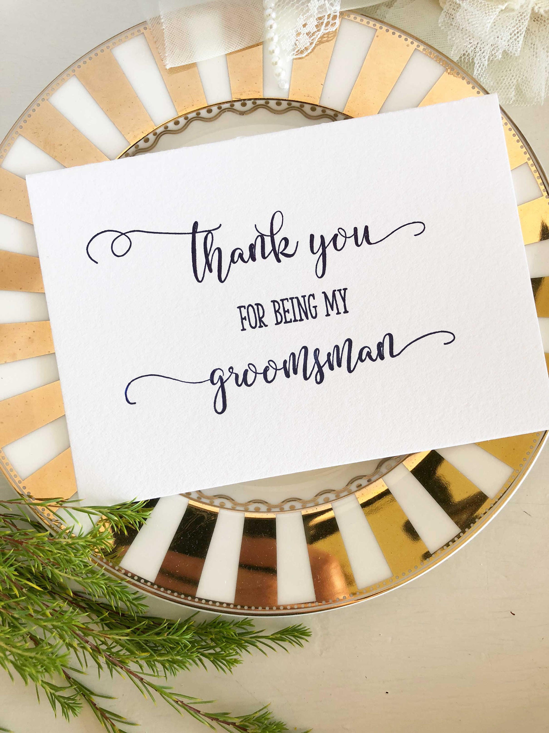 Groomsman Thank You Card Best Man Card Wedding Card Etsy