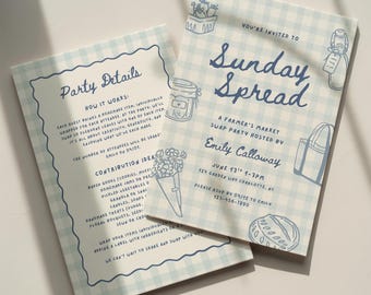 Sunday Spread Invitation Template: Farmer's Market Theme Swap Party Invite (Canva Digital Design)