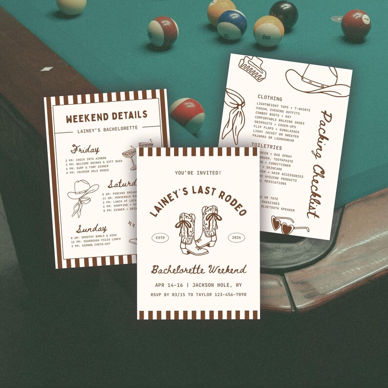 Printable Checklist Rodeo Last Rodeo Bachelorette Invitation Template: Western Cowgirl Bach Party ...