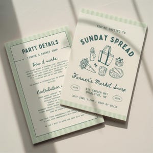 Modèle d'invitation pour une fête d'échange sur le thème du marché fermier (Canva Digital Design)