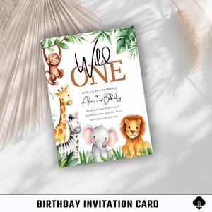 Cartão de convite de aniversário / Cartão digital / Cartão para impressão / Cartão editável / Convite para festa / Modelo Canva / Celebração / Cartão minimalista