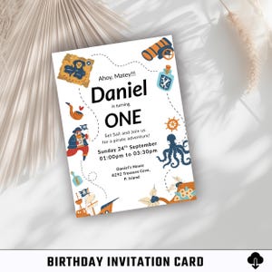 Cartão de convite de aniversário / Cartão digital / Cartão para impressão / Cartão editável / Convite para festa / Modelo Canva / Celebração / Cartão minimalista