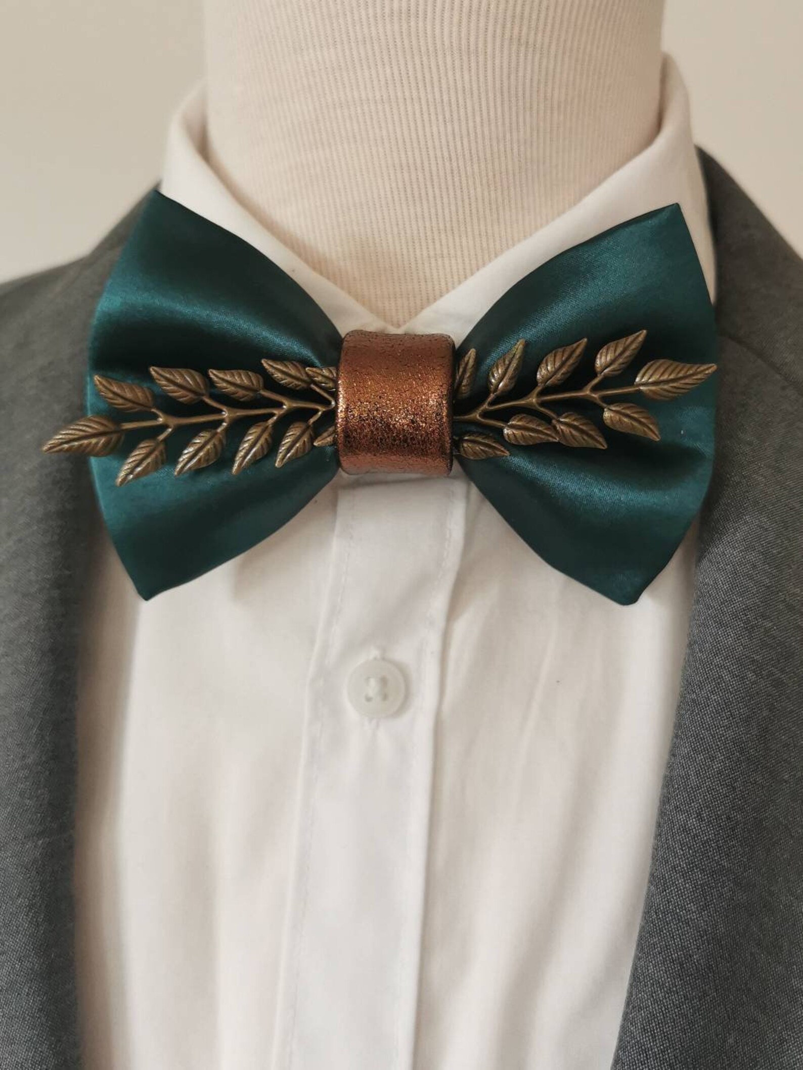 Emerald Green Satin Bow Tie Green Copper Formal Bowties for Etsy