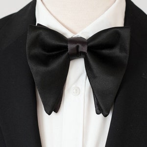Big Black Bowtie, Silver Men's Elegant Satin Bow Tie for Men,rhinestone ...