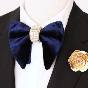 Noeud papillon papillon en velours bleu royal grand ensemble de noeuds papillon surdimensionnés bleu marine pour homme noeud papillon mariage costume de marié garçons d'honneur élégant noeud papillon pour garçons de bal