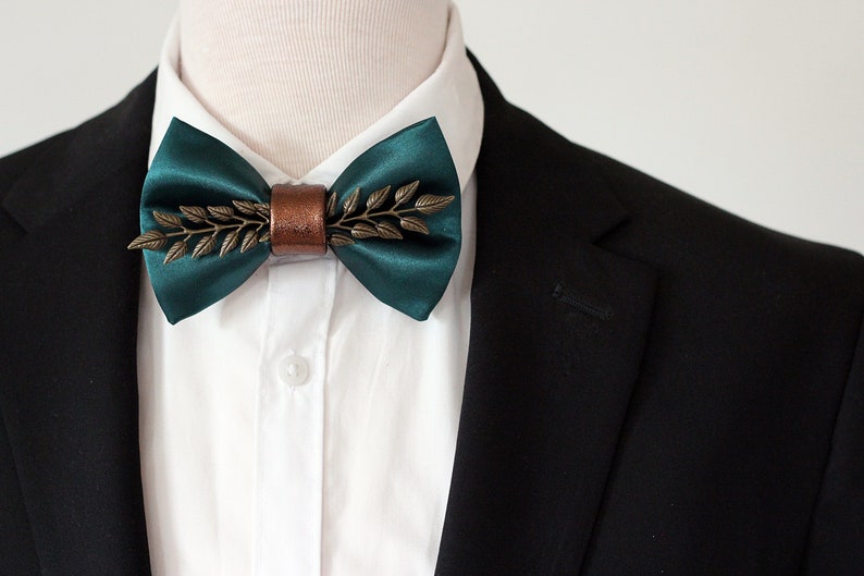Emerald Green Satin Bow Tie – Ready-Tied Adjustable Neckband For St Patrick's Day, Weddings & Formal Events - View #5