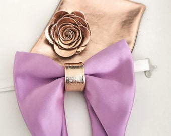 Baby Pink satin Bow Tie square set for men,rose Gold lilac pink BowTie boutonniere, Groom blush light barbie pink, boys prom suit wedding