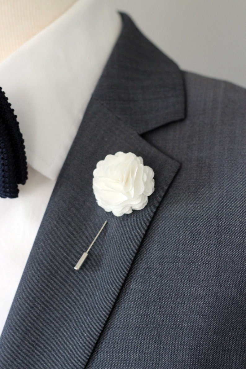 Elegant White Carnation Boutonniere Mens Lapel Flower Pin Etsy