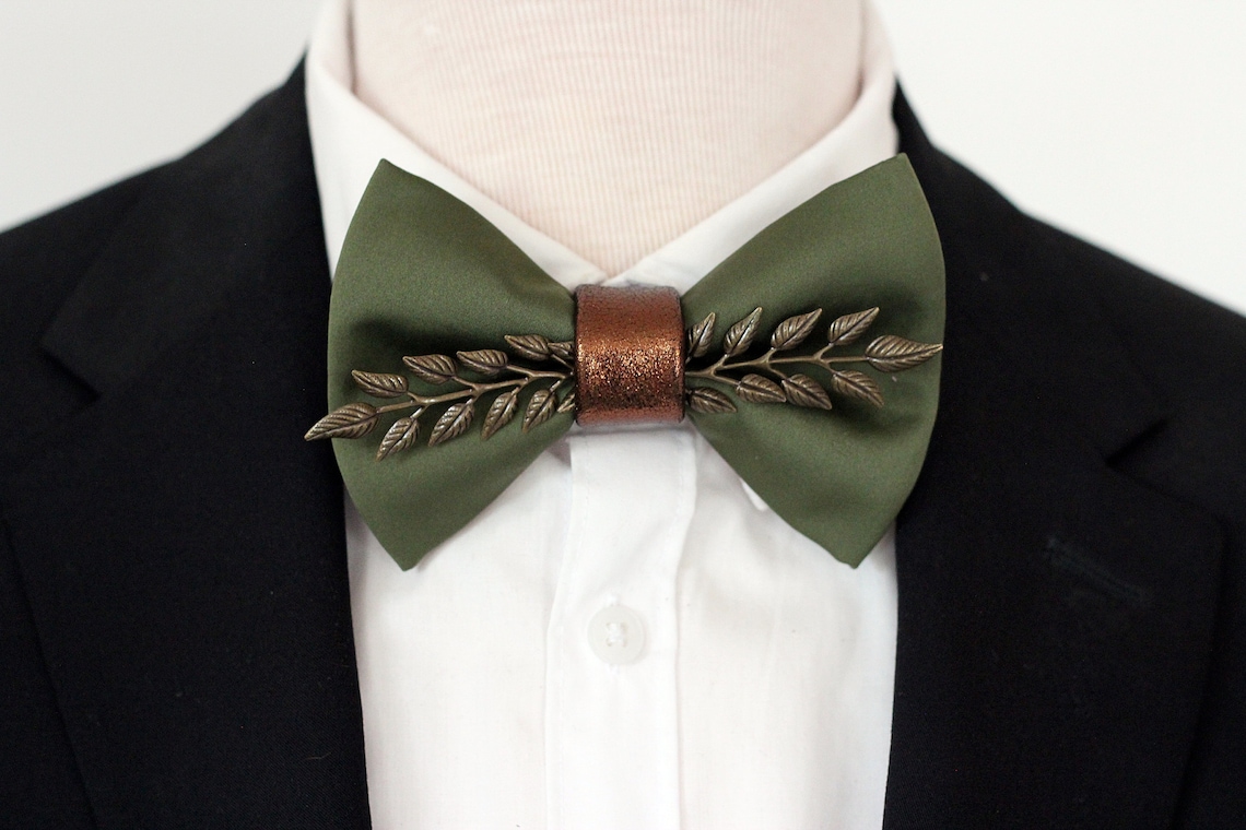 Hunters Green Satin Mens Tuxedo Bow Tie Hunters Green Rust Etsy