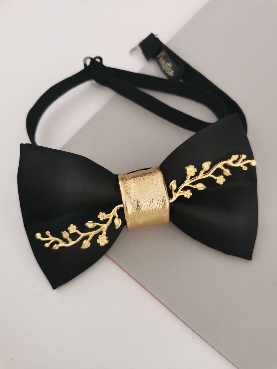 Black and Gold Satin Butterfly Bow Tie, Formal Black Bowties for Men ...
