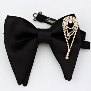 big Black bowtie, silver men&#39;s elegant satin bow tie for men,rhinestone wedding bow tie black bowtie formal groomsmen gift set boys prom