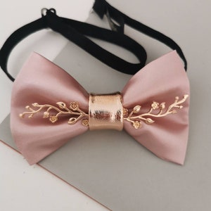 Rose Gold satin Tie Pre tied Bow Tie, Rose Gold BowTie, dusty pink BowTie, Groom prom blush light powder Pink Bow Tie boys prom suit wedding