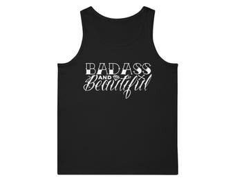 Badass & Beautiful Unisex Softstyle™ Tank Top, Motivational Gym Wear, Summer Fashion, Gift for Her, Perfect for Festivals