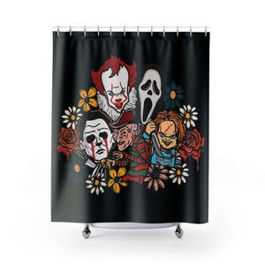 Horror-Themed Shower Curtain, Spooky Bathroom Decor, Halloween Gift, Horror Movies Shower Curtain, Unique Shower Curtain Design