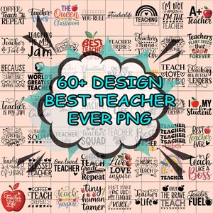 60+ Bester Lehrer aller Zeiten Png, Zurück in der Schule Lehrer Design, Lehrer-Shirt-Design, Schulanfang, erster Schultag Sublimation, Schulanfang