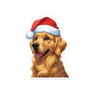 Festive Golden Retriever Stickers | Christmas Decor, Dog Lover Gifts, Holiday Cheer, Cute Pet Stickers, Laptop Decor
