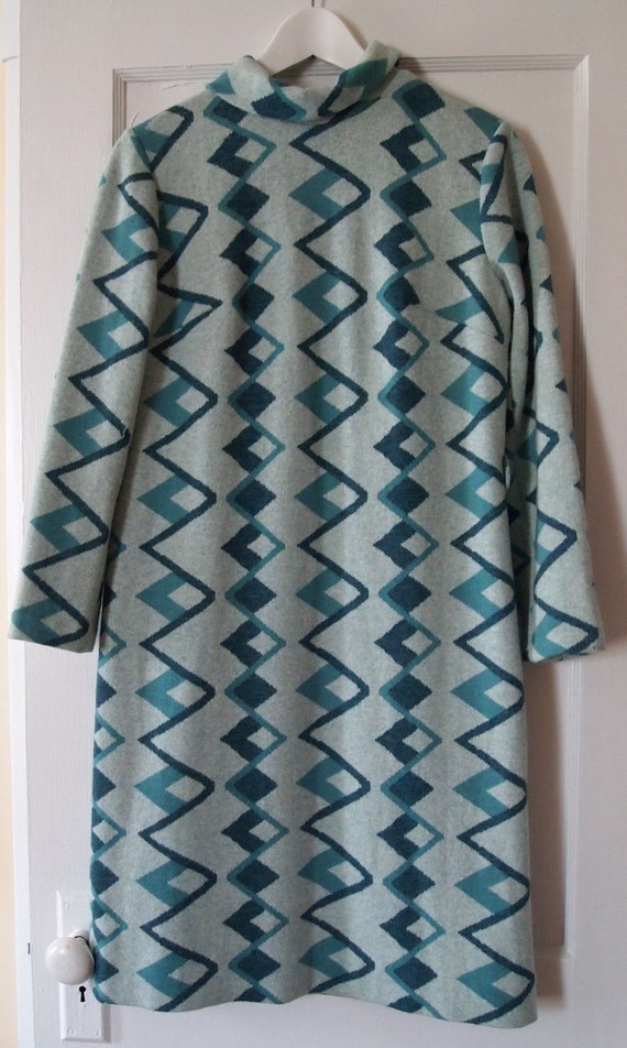 Vintage Mod Turquoise Wool Size 8 Elvi Couture Dre