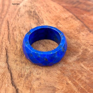 Handmade Lapis Lazuli Ring, Natural Blue Stone, Birthstone Ring