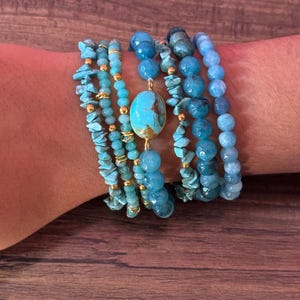 Turquoise Stone Bracelet,Blue Stone Bracelet,Adjustable Bracelet,Brass Matel Bracelet,Gold Plated Bracelet,Beautiful Jewelry,Handmad Jewelry