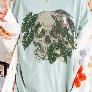 Alocasia Shirt for Rare Plant Collectors Edgy Houseplant T-shirt Gift for Plant Mom or Dad Indoor Planty Merch Skull Botanical Tops