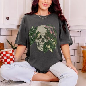 Alocasia Shirt for Rare Plant Collectors Edgy Houseplant T-shirt Gift for Plant Mom or Dad Indoor Planty Merch Skull Botanical Tops