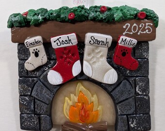 Small Fireplace with Family Stockings