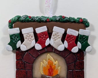 Medium Fireplace with Family Stockings