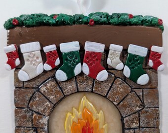 Large Fireplace with Family Stockings