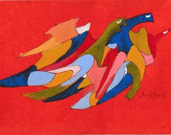 Original Abstract Bird Painting Acrylic