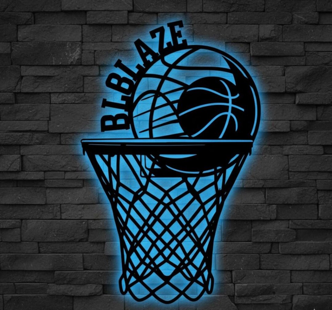 Personalized Basketball Hoop LED Metal Sign,custom Name & Baller Wall ...