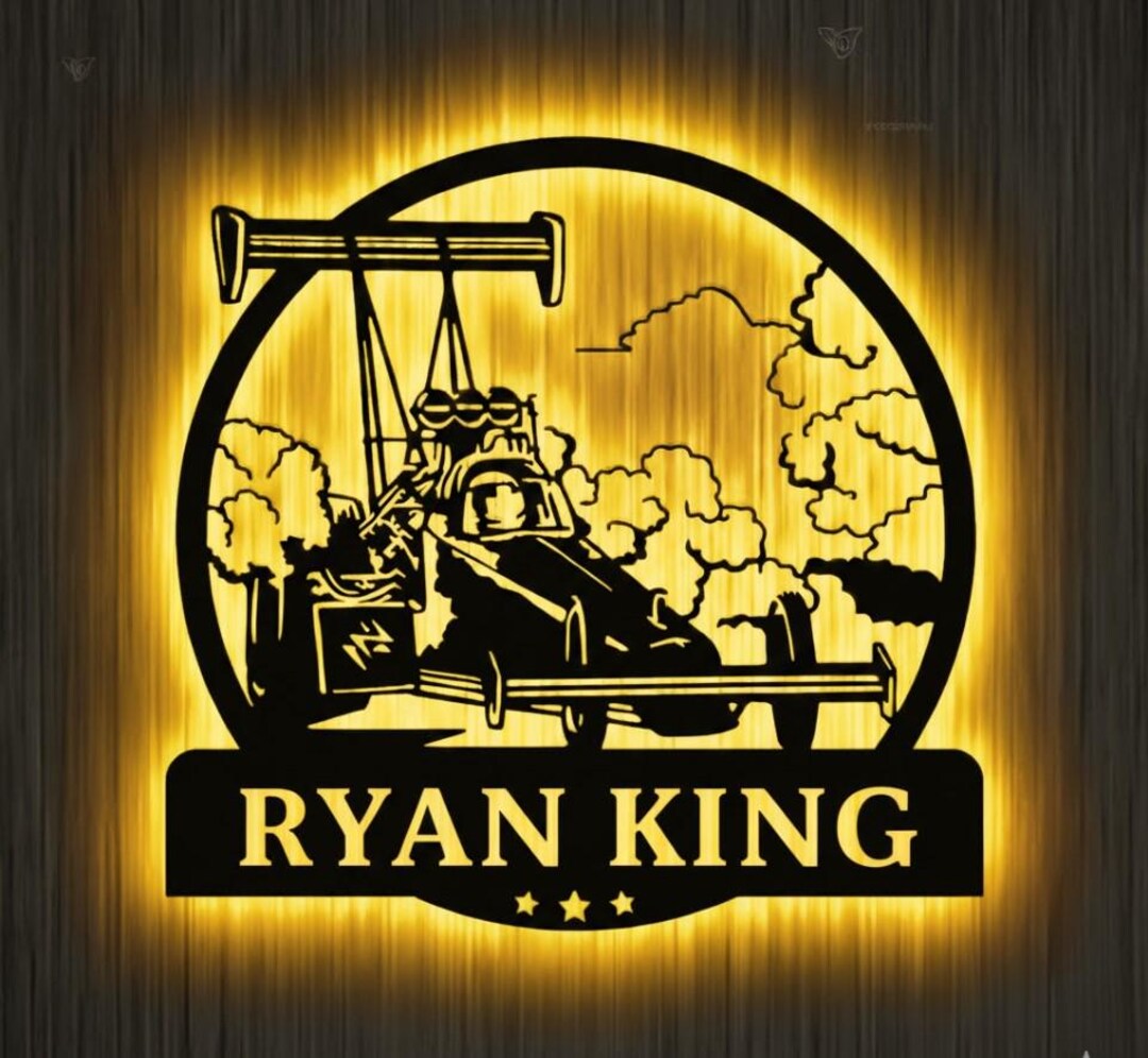 Custom Drag Racing LED Light Sign, Personalized Dragster Metal Art, Top ...