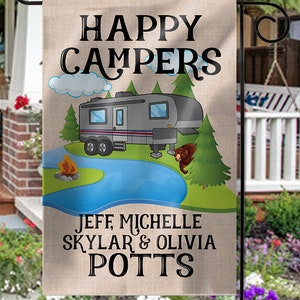 Custom Camper Garden Flag Personalized RV Gift for Happy Campers, Unique Mother's Day or Father's Day Gift image 3