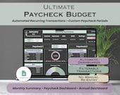 Paycheck Budget Spreadsheet, Weekly Paycheck Budget, Budget by Paycheck Tracker, Bi-weekly Bills Paycheck Planner, Google Sheets Budget