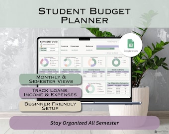 Student Planner for Google Sheets, Student Budget Template, College Expense Tracker, School Budget for Students