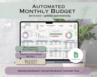 Annual Budget Spreadsheet for Google Sheets, Monthly Budget Calendar, Monthly Expense Tracker, Yearly Budget Finance Planner