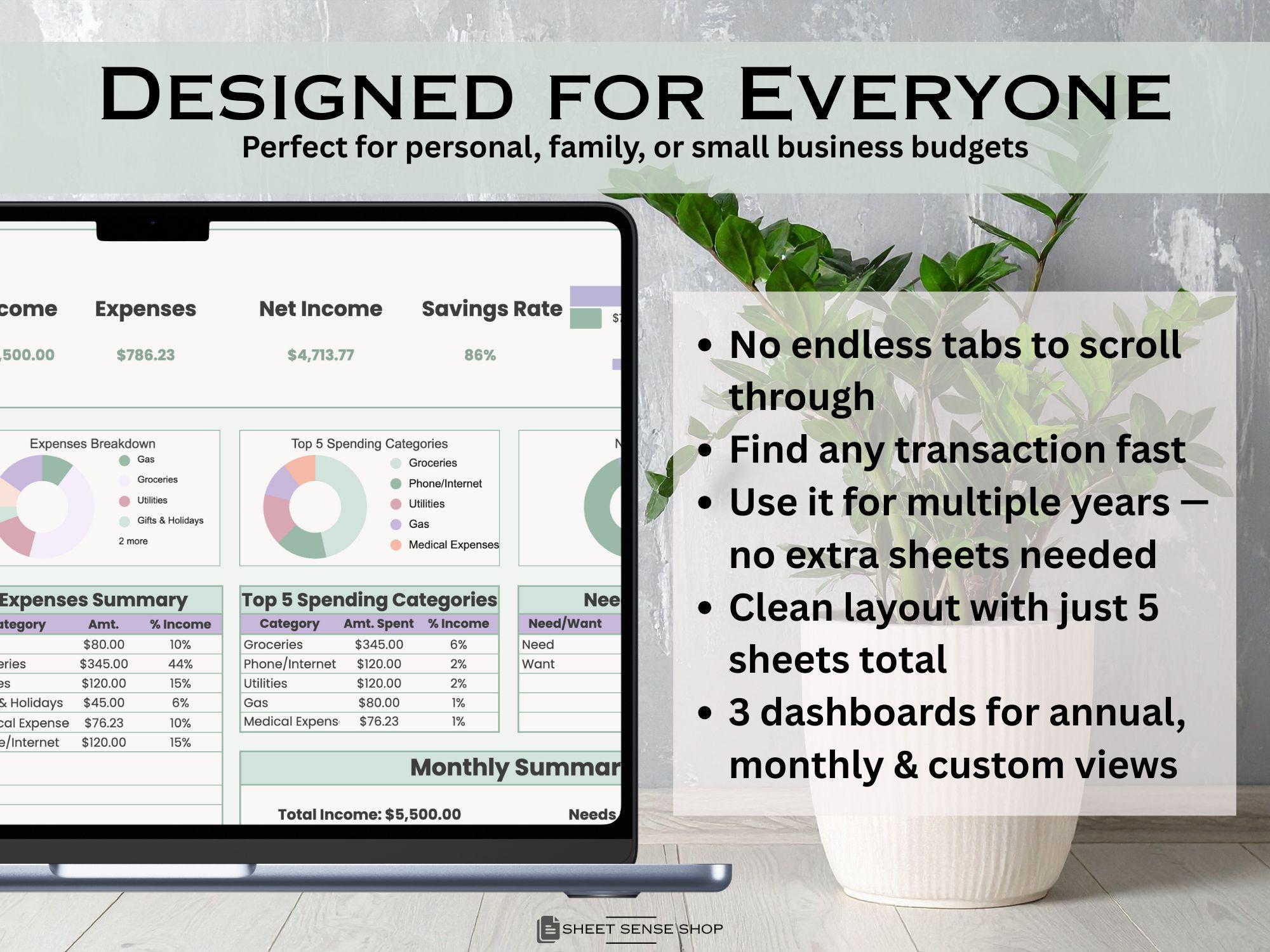 Income and Expense Tracker | Google Sheets Template | Monthly and ...