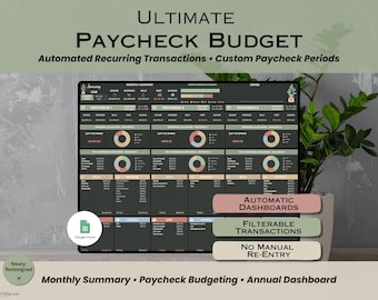 Gehaltsbudget-Tabelle für Google Sheets, Monatsbudget nach Gehaltszahlung, digitale Budgetvorlage, zweiwöchentlicher Finanzplaner