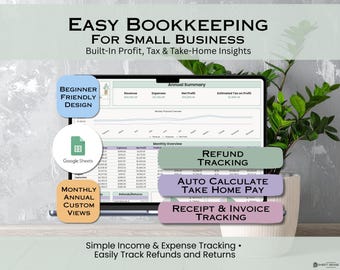 Budgettabelle für Kleinunternehmen, Cashflow-Tracker, Buchhaltungsvorlage für Kleinunternehmen (Google Sheets), Finanz-Dashboard für Einsteiger