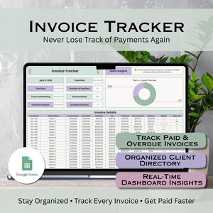 Small Business Invoice Tracker for Google Sheets, Accounting Template, Freelancer Finance Organization Management Spreadsheet