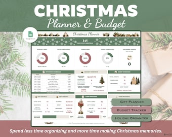 Christmas Planner Spreadsheet for Google Sheets, Gift Tracker, Christmas Budget Planner, Holiday Organizer Template, Christmas Calendar