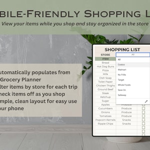 Grocery Planner for Google Sheets, Grocery Shopping List, Digital Grocery Planner, Spending Tracker Template, Grocery Budget Spreadsheet