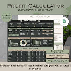 Profit Calculator Spreadsheet for Google Sheets, Small Business Profit Tracker, Pricing Calculator Template, Profit and Loss Tracker