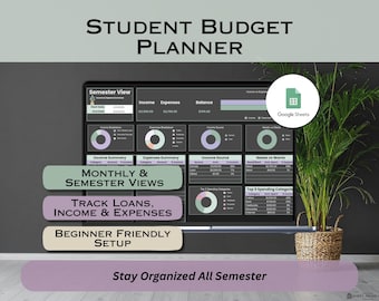 Student Budget Planner for Google Sheets, College Student Budget Template, Student Loan Tracker, School Expense Spreadsheet