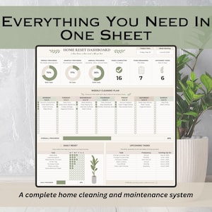 Cleaning Planner for Google Sheets, Digital Home Cleaning and Maintenance Tracker, Household Chore and Cleaning Schedule Spreadsheet