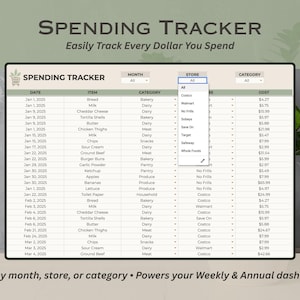 Grocery Planner for Google Sheets, Grocery Shopping List, Digital Grocery Planner, Spending Tracker Template, Grocery Budget Spreadsheet