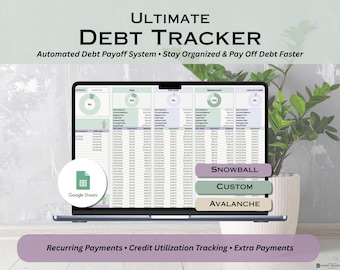 Debt Payoff Spreadsheet Google Sheets, Debt Tracker with Snowball Avalanche and Custom Method, Automated Debt Payoff Calculator Template