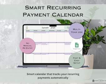 Einnahmen- und Ausgabenplanungskalender für Google Sheets, Tabellenkalkulation zur Verwaltung wiederkehrender Zahlungen und Abonnements