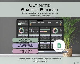 Monatsbudget-Tabelle, Google Sheets-Budget, Finanzplaner, Gehaltsübersicht, Vorlage für persönliche Finanzen, Budget für Anfänger, Ausgaben